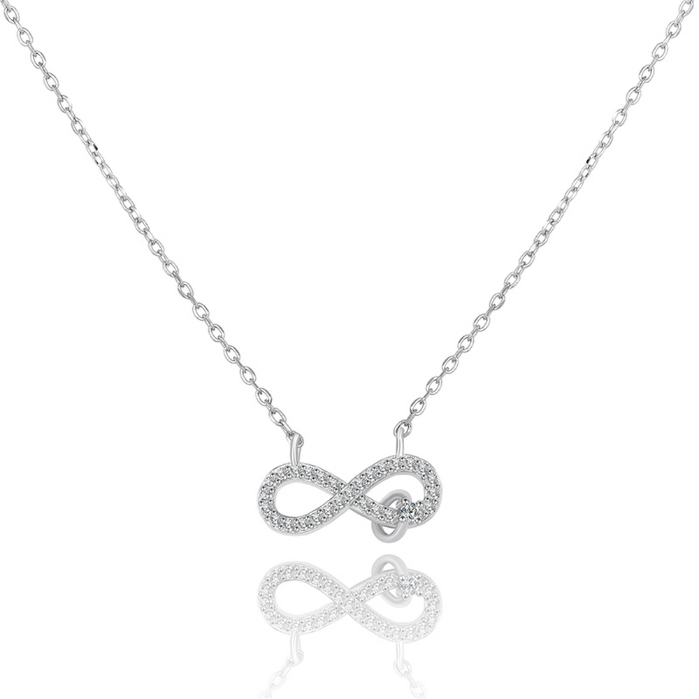 X&H SILVER White Zircon Sterling Silver Infinity Pendant Necklace