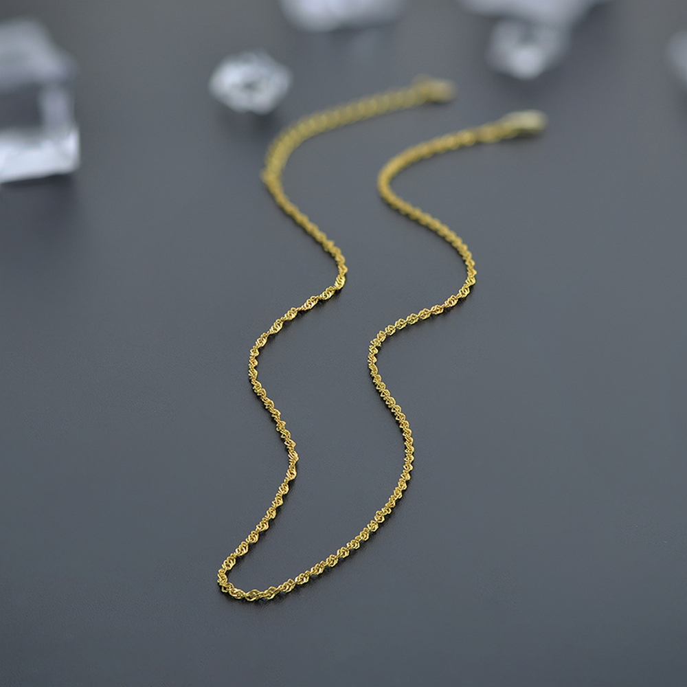 18k Yellow Gold Smooth Cut Link Rope Chain