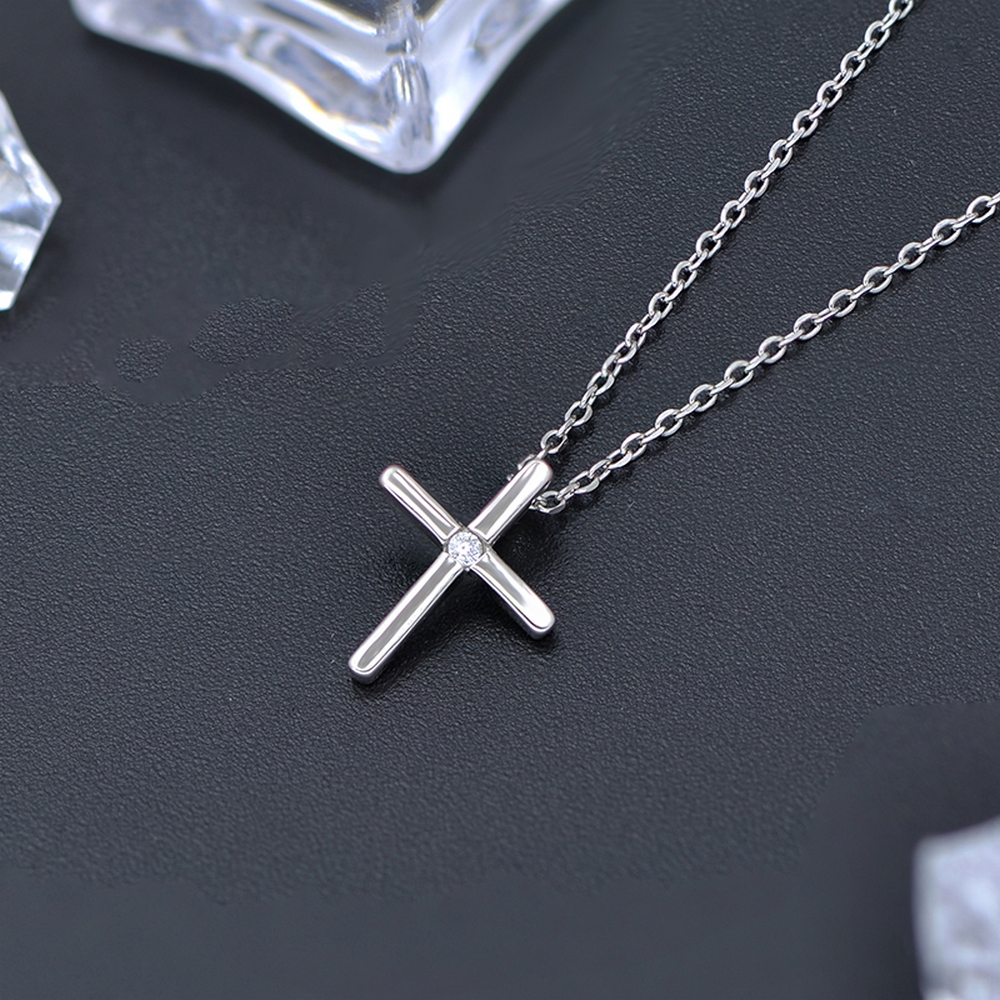 S925 Silver Cross Necklace | CZ Cross Pendant