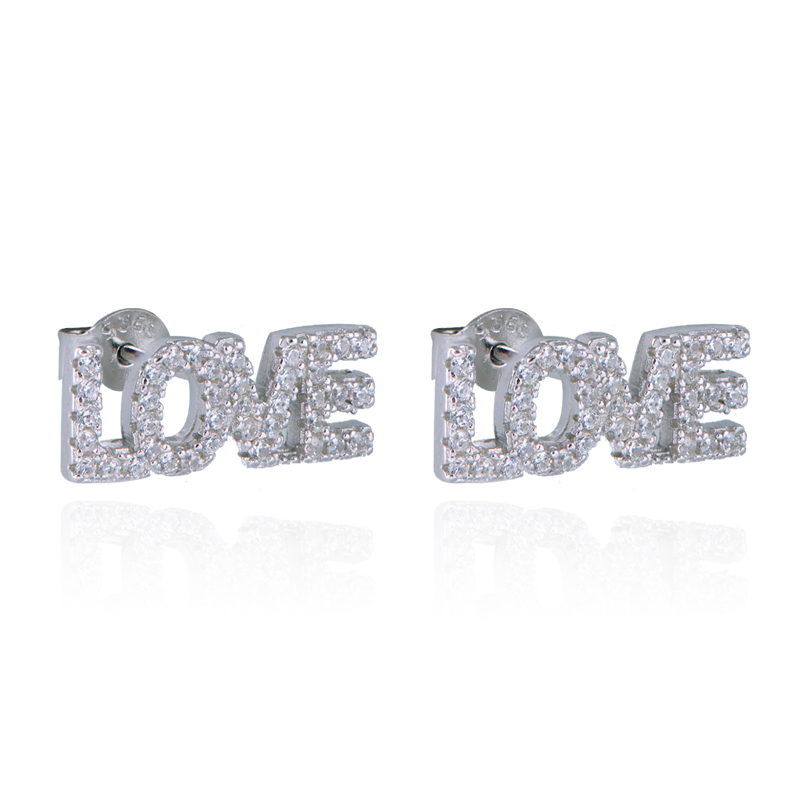 S925 Silver Letter Stud Earrings Women’s Gift