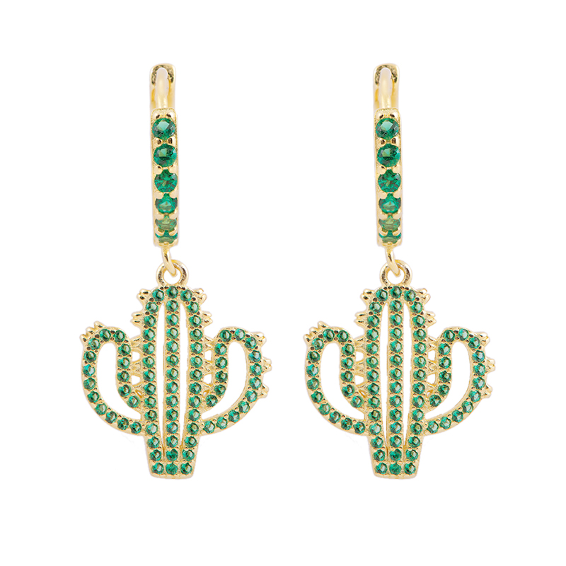 Colorful Zircon Cactus Earrings