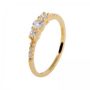 18K Yellow Gold Simple Classic Zircon Ring