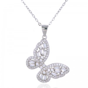 Ladies Elegant Sterling Silver Butterfly Necklace