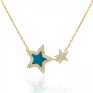 Simple Sparkling Cubic Zircon Star Pendant Necklace for Wedding Party
