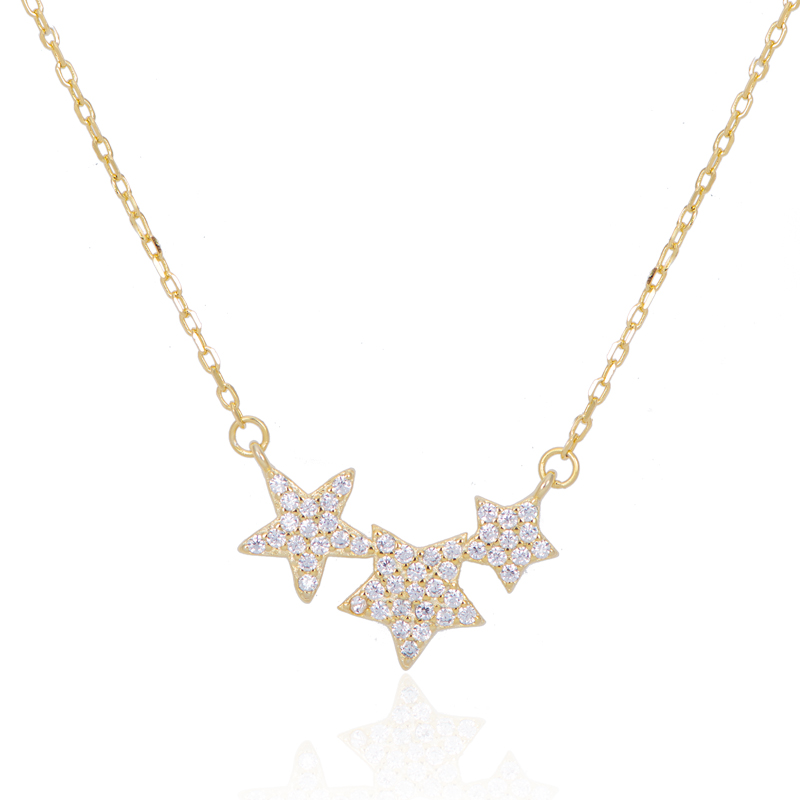 Women’s Elegant Micropavé Cz Star Charm Chain Necklace