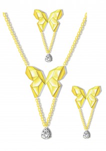 New Design White Cz Zircon 925 Sterling Silver 14k 18k gold plated Butterlfy Necklace and Butterfly Earring Jewelry