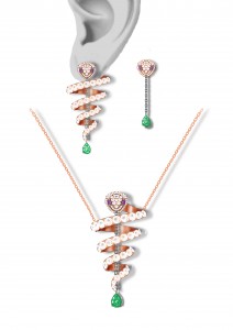 zircon 925 sterling silver snake necklace earrings jewelry set