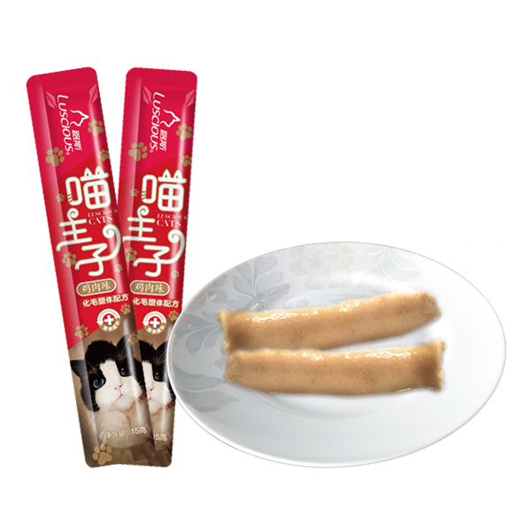 LSCT-01 High Quality Chicken Tube Bag Cat Treats Sary nasongadina