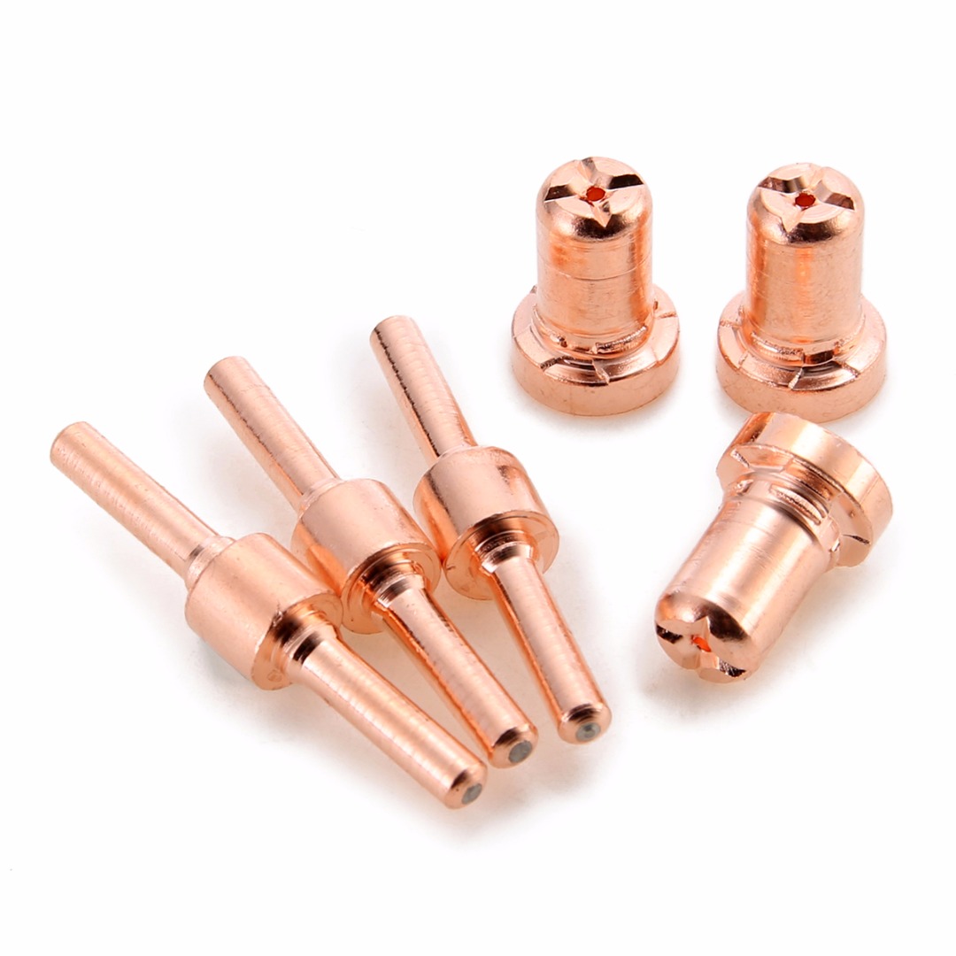 Red Copper Extended Long Plasma Cutter Tip Electrodes & Nozzles Kit Mayitr Consumable PT31 LG40 40A Cutting Welder အတွက်