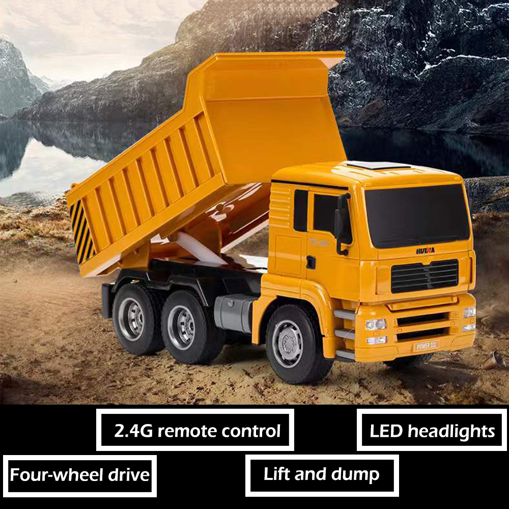 1332 1:18 Mainan Anak Remote Control Kendaraan Mobil 6 Channel 4WD RC Dump Truck