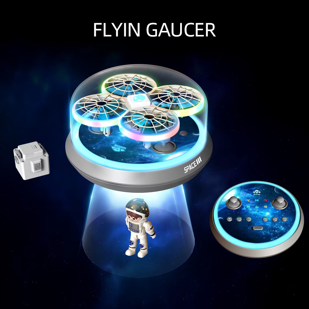 Control remoto personalizado Universe Flying Saucer Mini RC Quadcopter con luz LED colorida Imaxe destacada