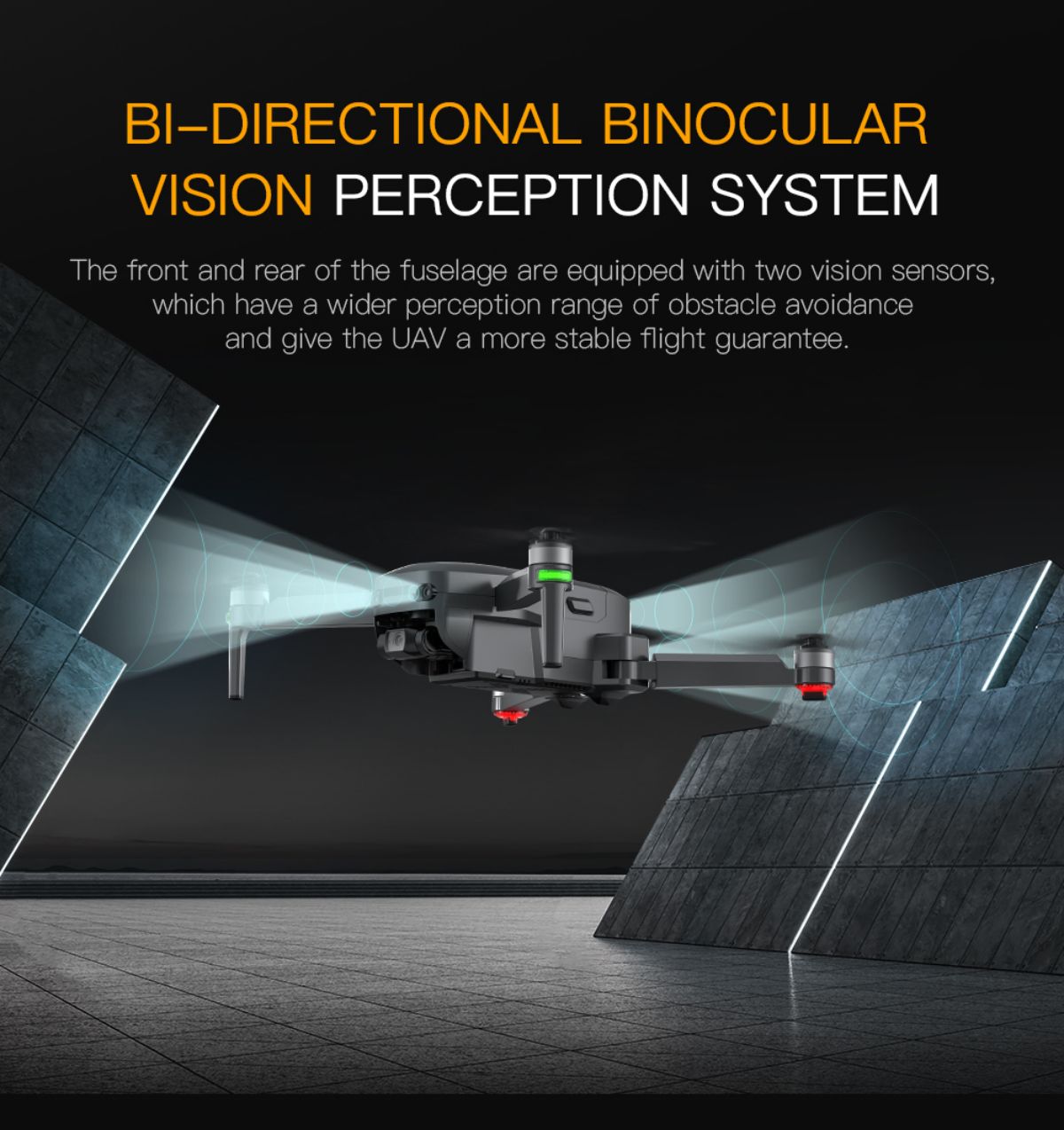 Compañía de drones de transmisión de imaxes dixitais para evitar obstáculos visuais por xunto