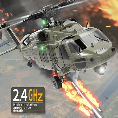 F09 UH-60 1:47 පරිමාණය 6CH Black Hawk Military RC හෙලිකොප්ටරය