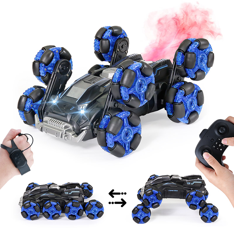 New Style 2.4G Spray 8 Wheels Kid RC Toys Double Side RC Stunt Car with Watch Control