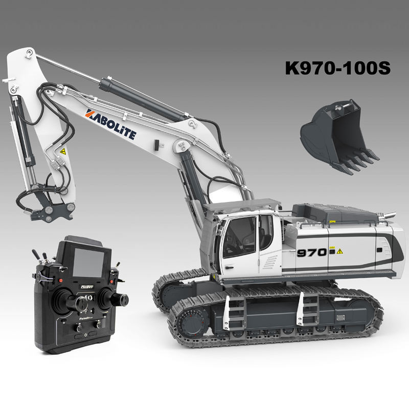 K970-100S 1/14 Scale 18CH Brushless Hydraulic Arm Excavator Grabber Construction Remote Control Digger Trucks
