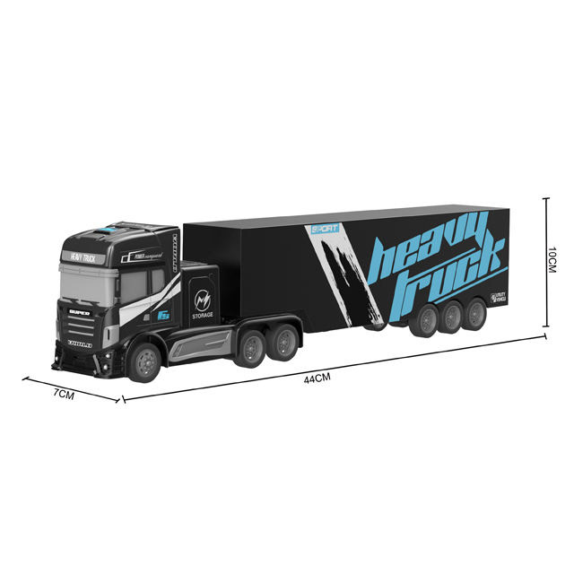4-kanalni crni teški kamioni za vuču u mjerilu 1/16 s daljinskim upravljanjem kontejnerski kamion za dječake Božićne igračke