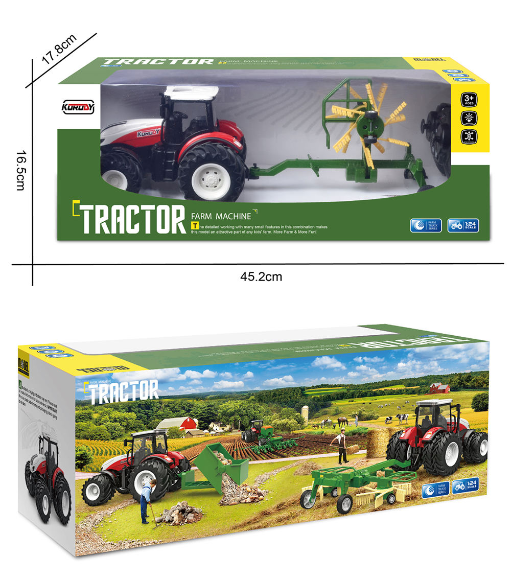 Könnyű 6WD 1:24 ötvözött rake modell mezőgazdasági autó játék rc traktor szállítók