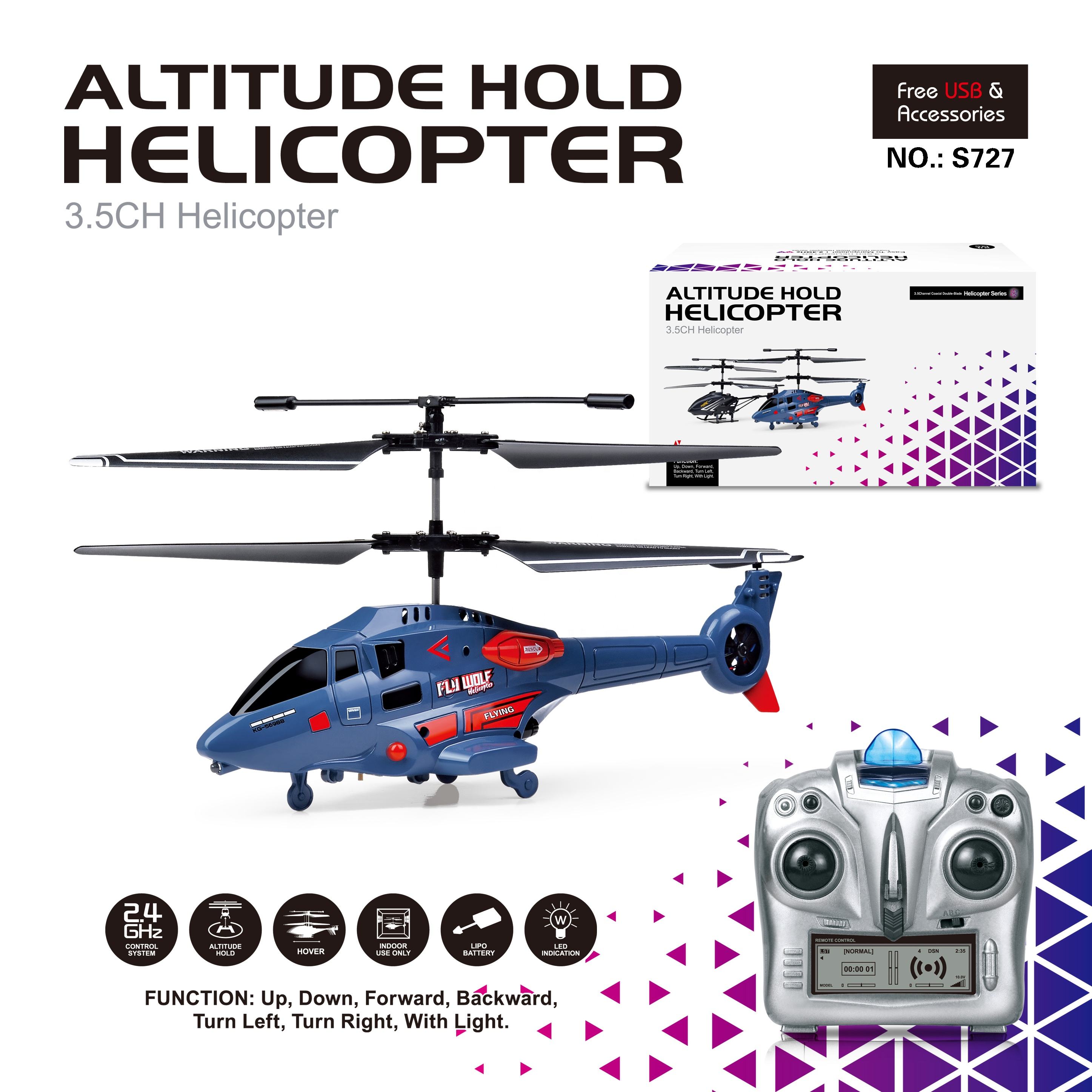 Engros 2,4 GHz fjernbetjening Højde Hold 3,7V batteri Indendørs flyvende legetøjskøretøj RC Helikopter til børn
