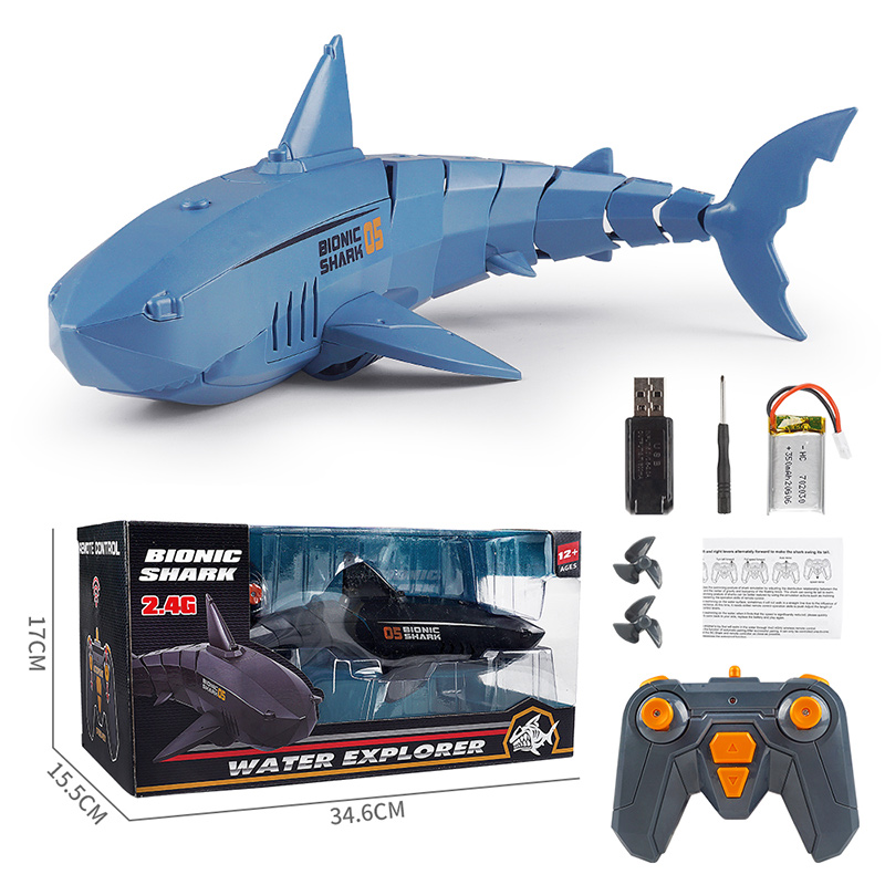 Amazon Online 2.4G Raido Control Swimming RC Fish Boat Shark Հեռակառավարվող Shark խաղալիք