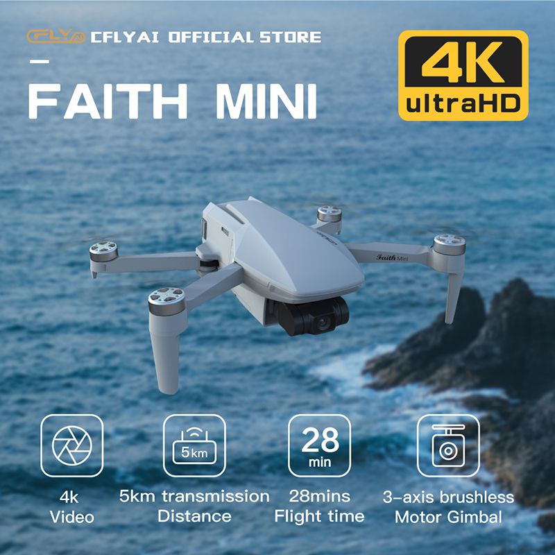 Faith Mini 4K Drone Di Bawah 250G Berat Tanpa Sikat Transmisi Gambar Digital 4K Drone GPS Jarak 3KM