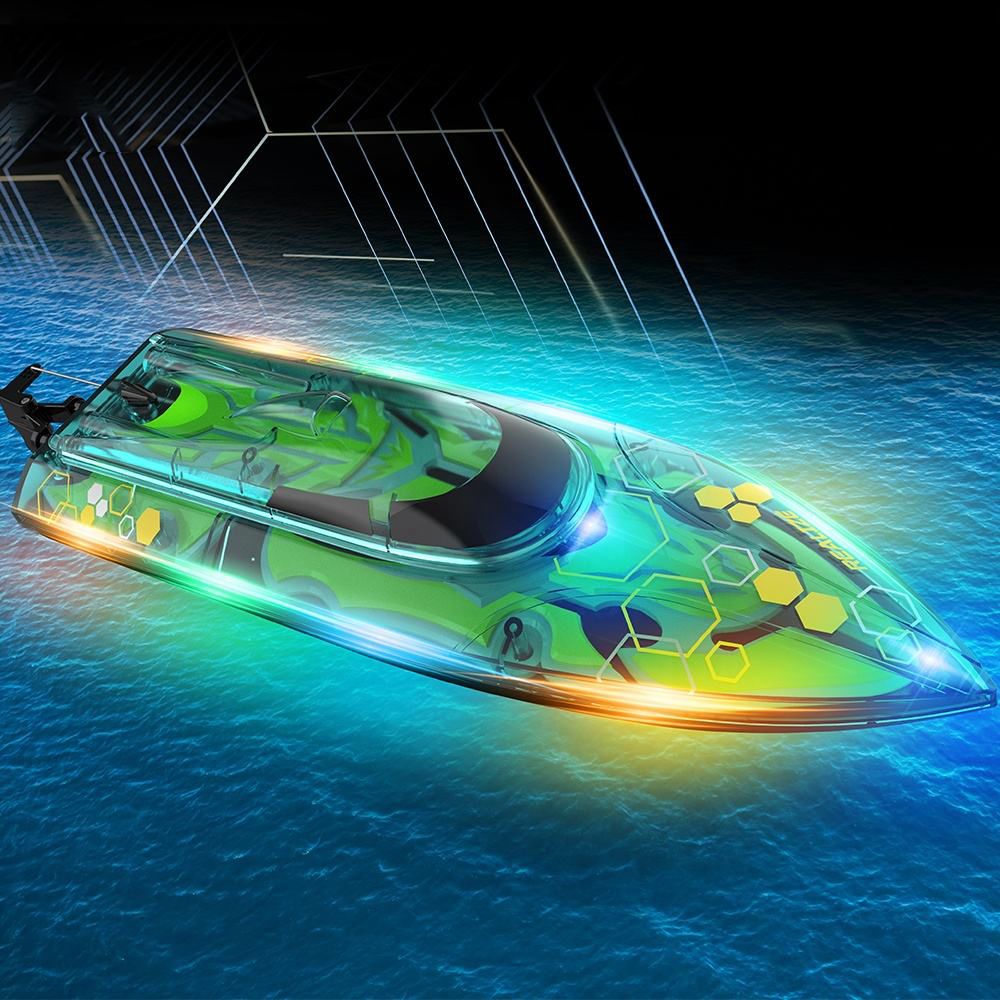 Mainan luar ruangan kontrol radio perahu balap rc cepat kapal berkecepatan tinggi lampu led lambung transparan baru 2023