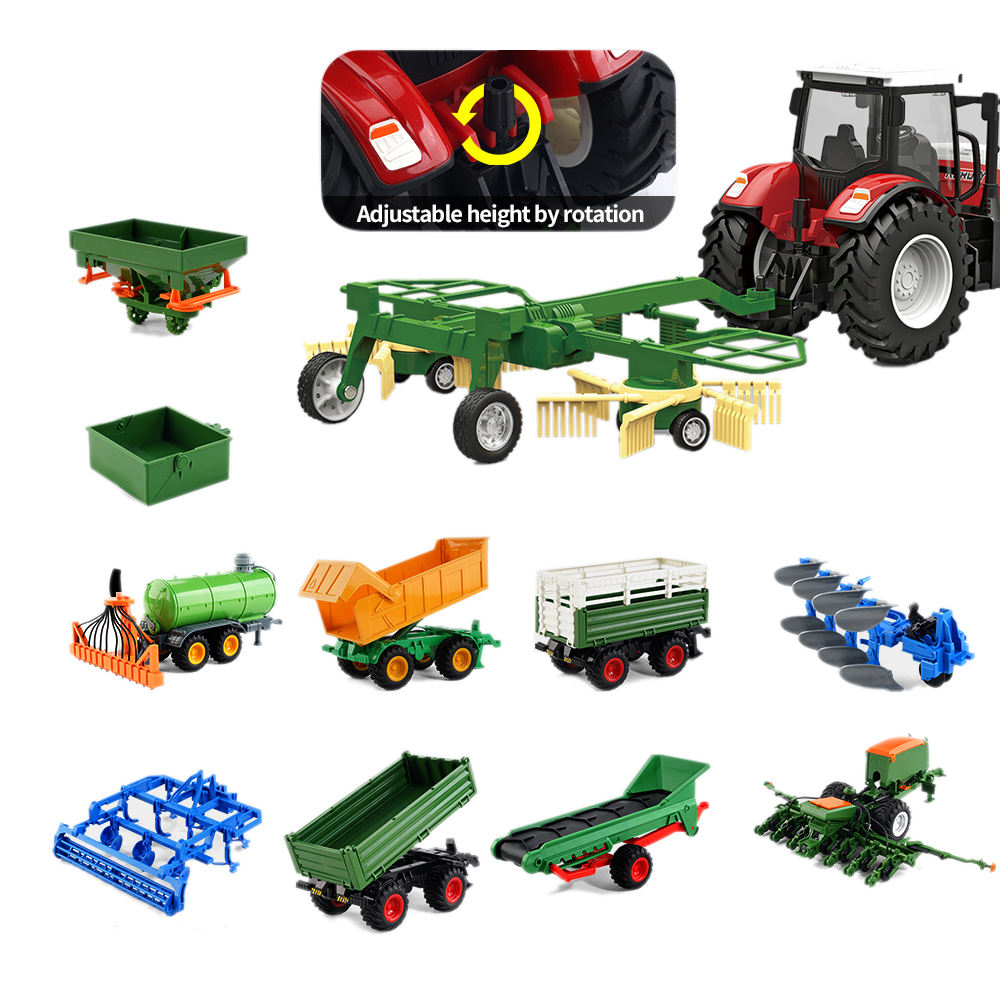 Mainan truk paduan pelat dorong depan 6WD 1:24 pabrik traktor pertanian rc