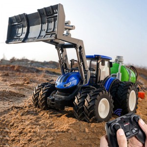 Mainan truk paduan pelat dorong depan 6WD 1:24 pabrik traktor pertanian rc