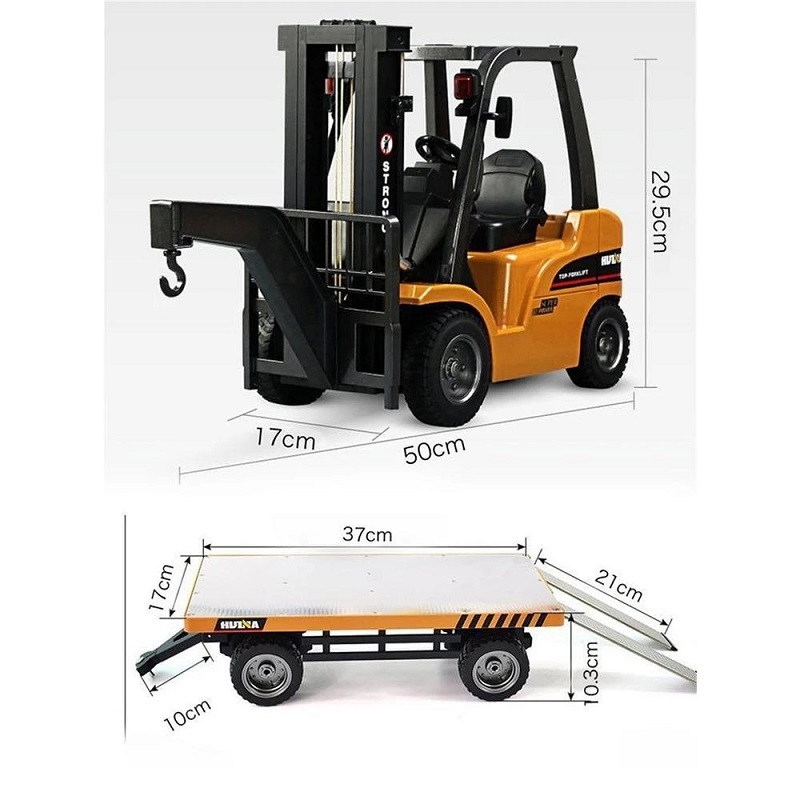Xinfei 1576 Remote Control Toy Engineering Construction Vehicle 8CH 2.4GHz RC Forklift Truck With Flat Car