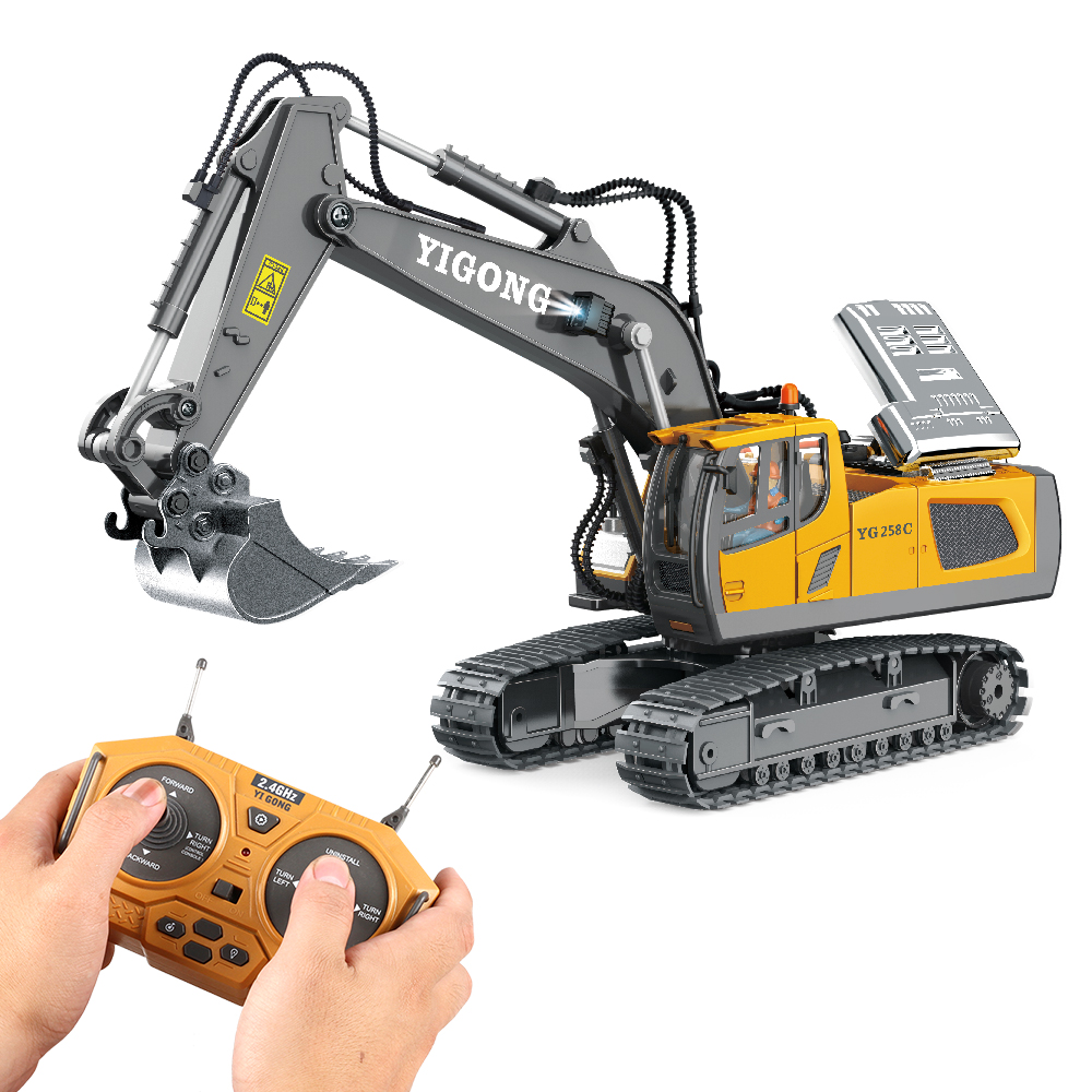 1/20 2.4GHz 11CH RC Construction Truck Toys Engineering Vehicles Metal RC Excavator/ Bulldozer For Kids Cum Light Music