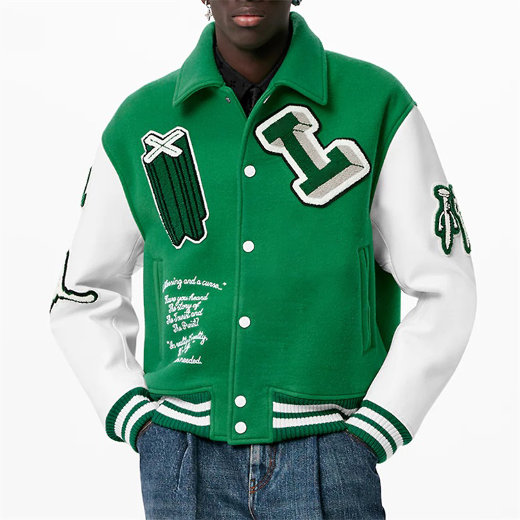 I-Wholesale Embroidery Ilogo Baseball Bomber Mens Custom Isikhumba Varsity Jacket