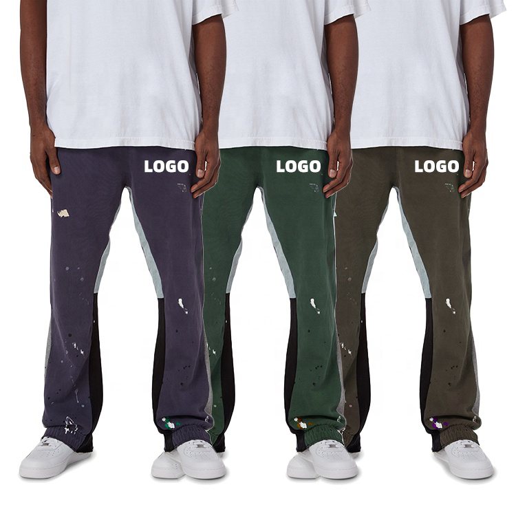 Прилагодено лого Послужавници за бојадисување Лабави Joggers Sweatpants Мажи се разгореа наредени секојдневни пот панталони Купи Custo