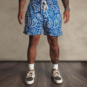 custom high quality men beach hot short paisley bandana mesh print men shorts