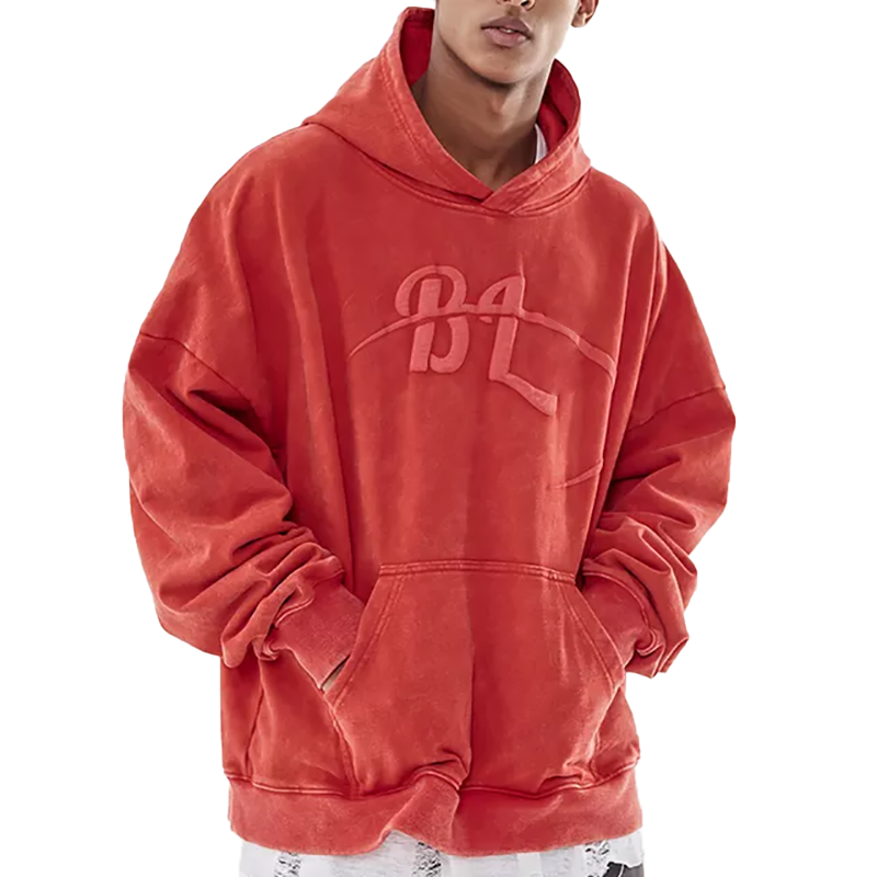 OEM oanpaste foam manlju hoodies streetwear 360gsm swiere katoen 3d puff print zuur gewaske vintage hoodie manlju