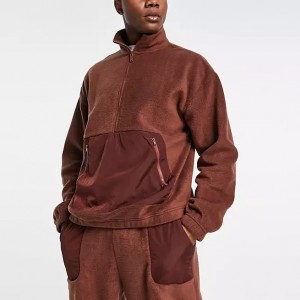 high quality wholesale half slim fit fleece velvet men hoodies