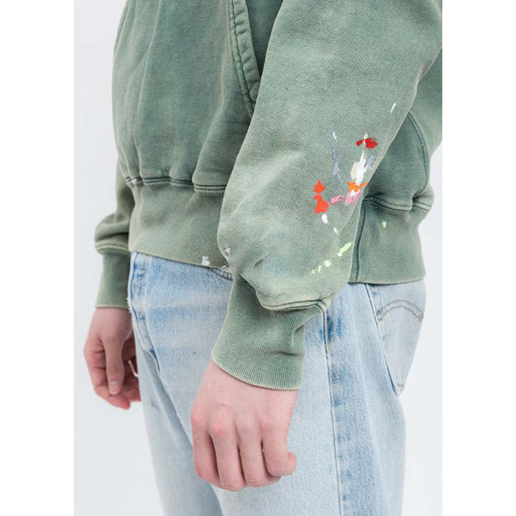 Xinge Arropa pertsonalizatua vintage azido garbiketa pullover pintura splatter larritutako hoodie