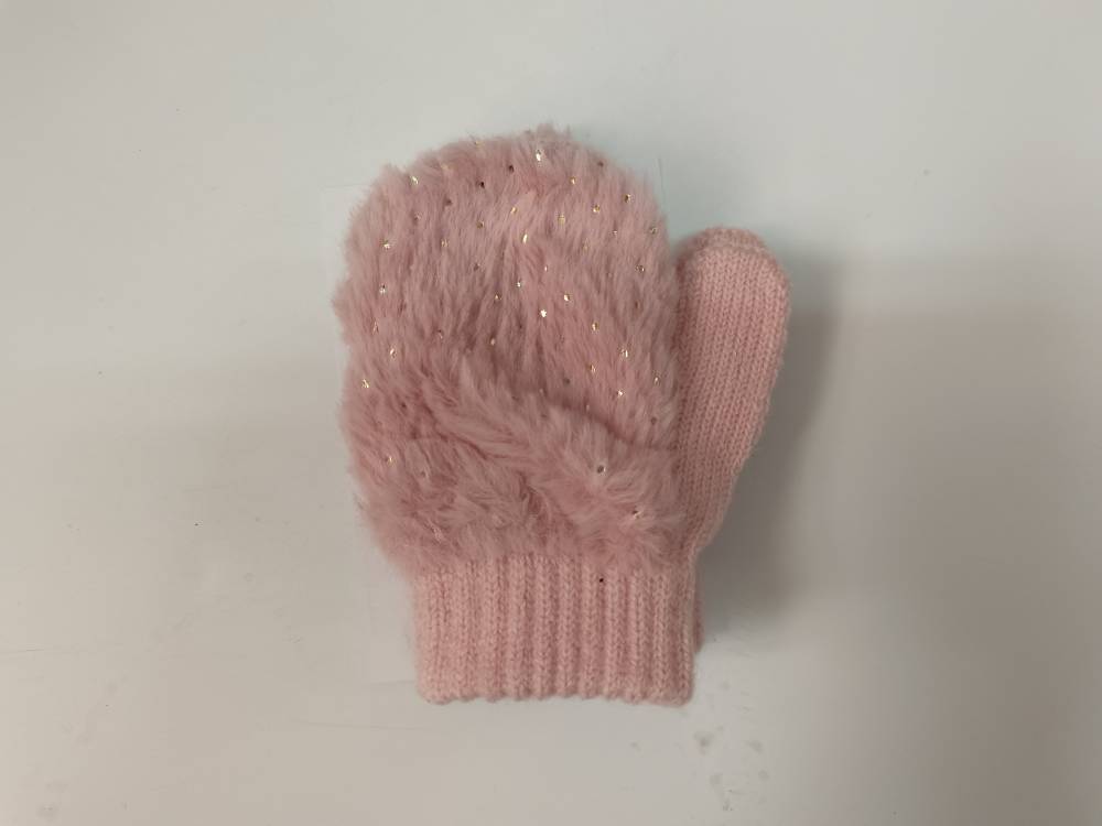 2022 розовые вязаные перчатки из вискозы для девочки