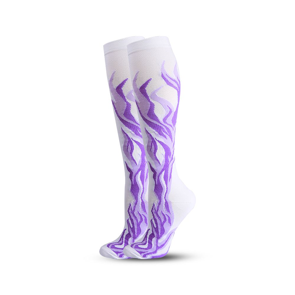 Arritja e re në Kinë Çorape me ngjeshje ftohëse Mbrojtje për çiklizëm UV në natyrë Çorape me ngjeshje me model flam sportiv