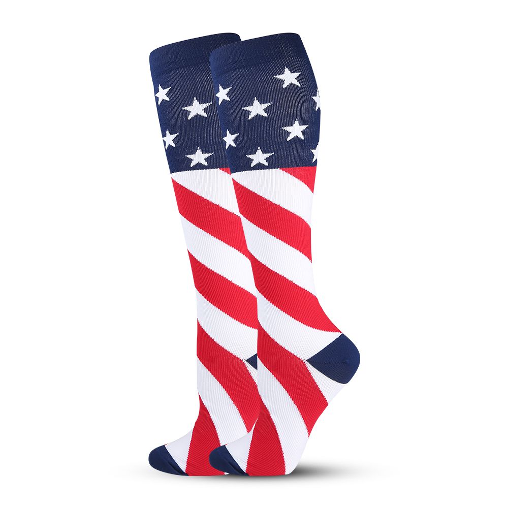 OEM ODM kompresné ponožky s plochým vzorom American Nation