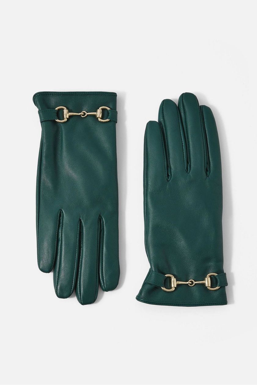 Dámske nové módne kožené rukavice s kovovými retiazkami