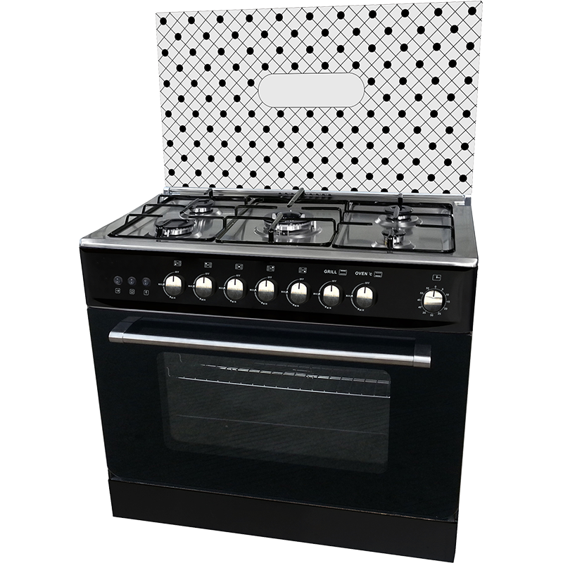 Oven gas berdiri bebas OEM Oven Pizza Otomatis Stainless Steel Dicat 90X60CM 5 pembakar