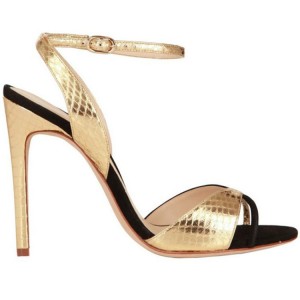 Custom made women sandals-gold color snake skin print high heel sandal and wholesale women shoes