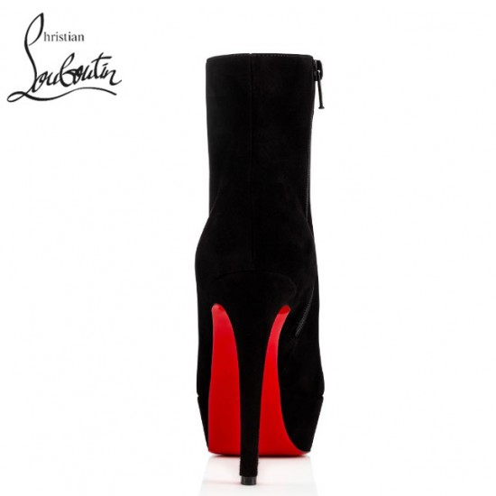 CL Christian Louboutin e khubelu feela Solid Ankle Boots e nang le Side Zipper