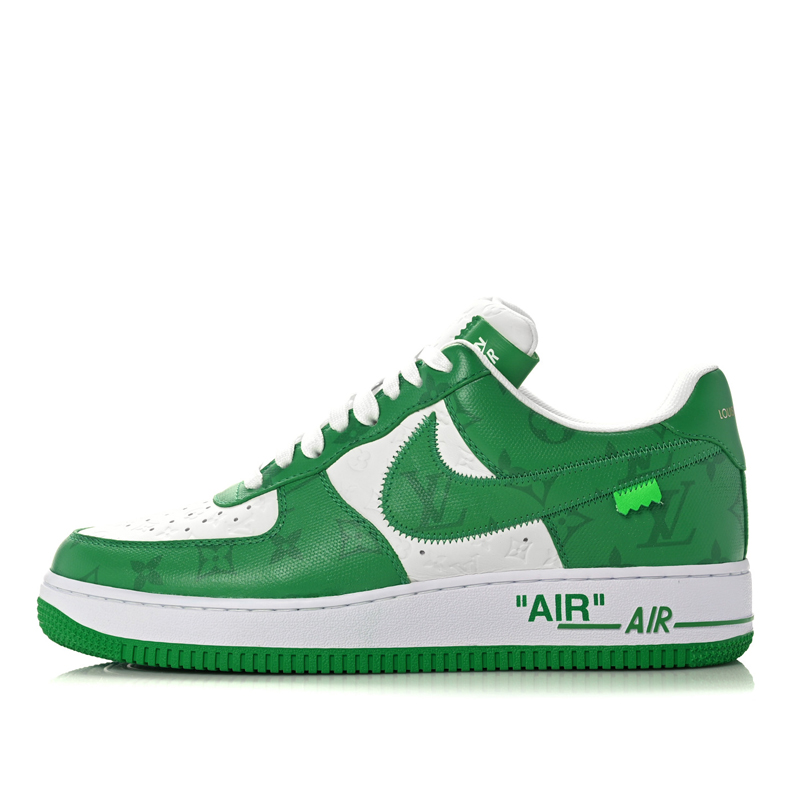 LOUIS VUITTON X NIKE AIR FORCE 1 Mhuru yeganda Monogram Mens Yakaderera Pamusoro Sneakers 8.5 Green