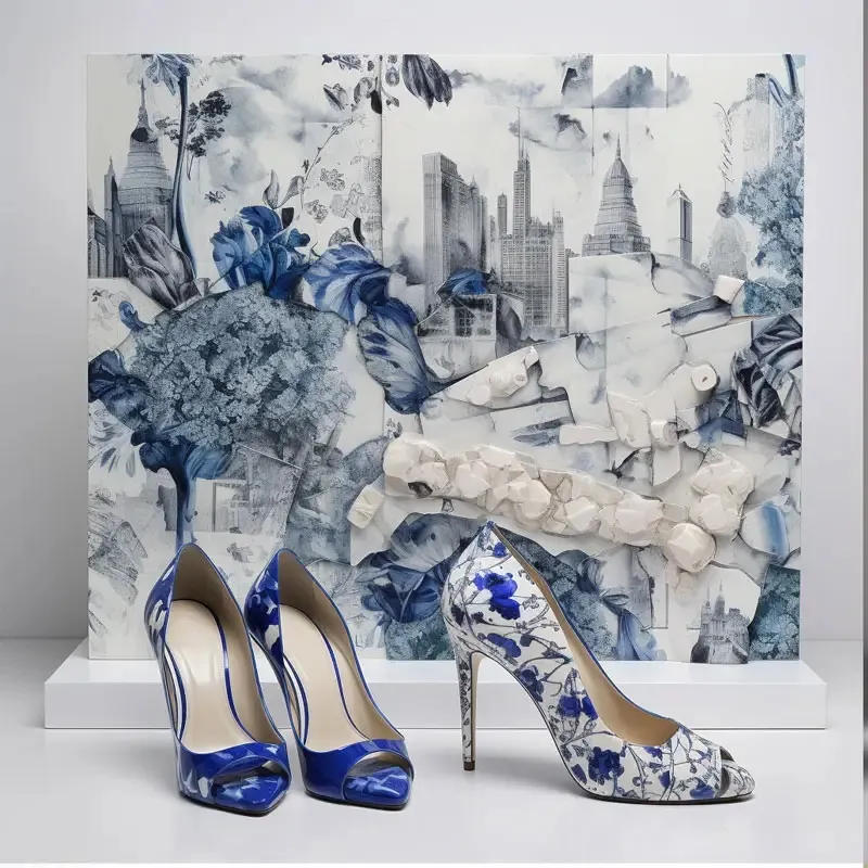 Celadon Print Design Schuhe und Taschen Set