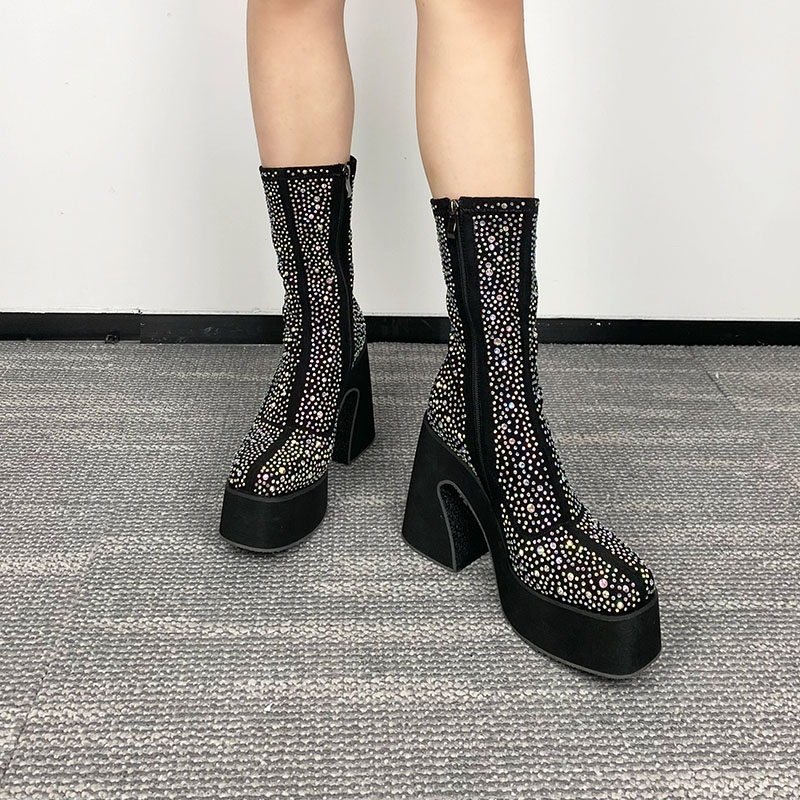 Novi dizajn Xinzirain, po meri izdelani ženski škornji v kristalnem dizajnu