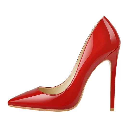 Red Pointed Toe Slip On High Heel Pumps