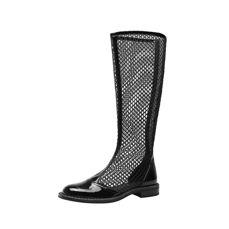 Summer knee high mesh breathable women shoe long black boots