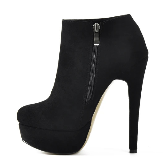 Iswed Suede Platform Zipper Stiletto Ankle Boots