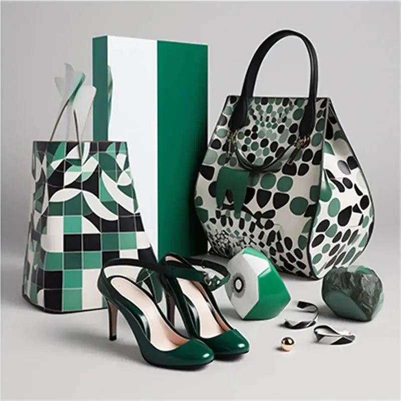 Komplet čevljev in torb s tiskom zasebne blagovne znamke Predstavljena slika