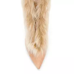 XINZIRAIN Botas personalizadas de pel de coello con tacón alto en punta e ata o xeonllo
